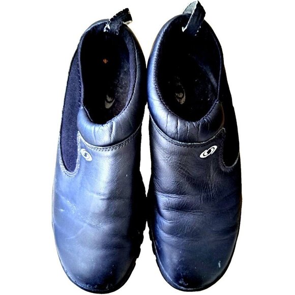 Salomon ContraGrip Men's 8 Black Leather Slip-In Work Shoe FLAWS - Picture 2 of 13